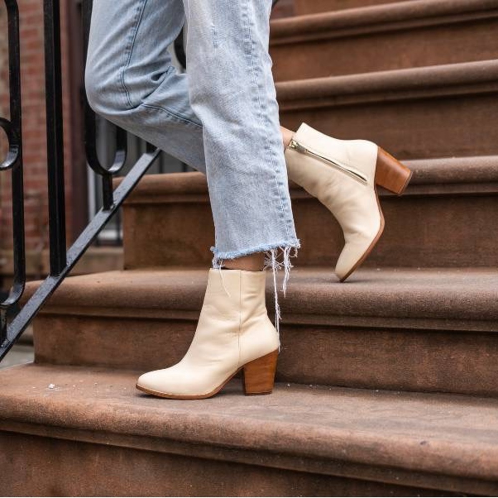 NWOT Thursday Highline Boots, Beige Leather - WORN ONCE!